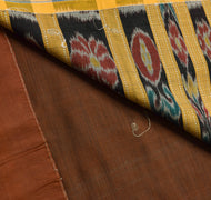 Sushila Vintage Pure Cotton Brown Saree Hand Woven Ikat Patola Sari Craft Fabric