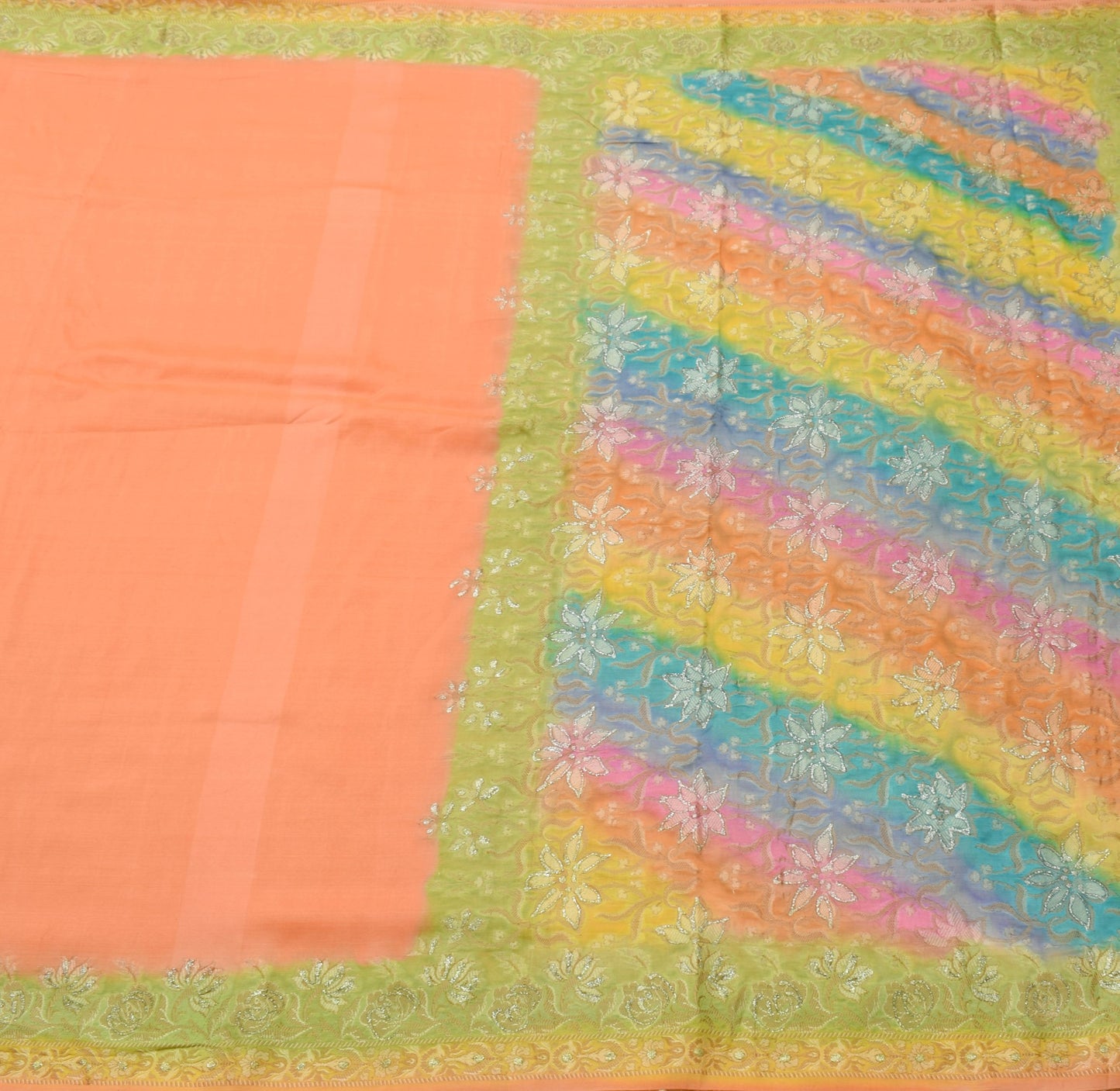 Sushila Vintage Dark Peach Saree 100% Pure Silk Woven Soft Indian Sari Fabric