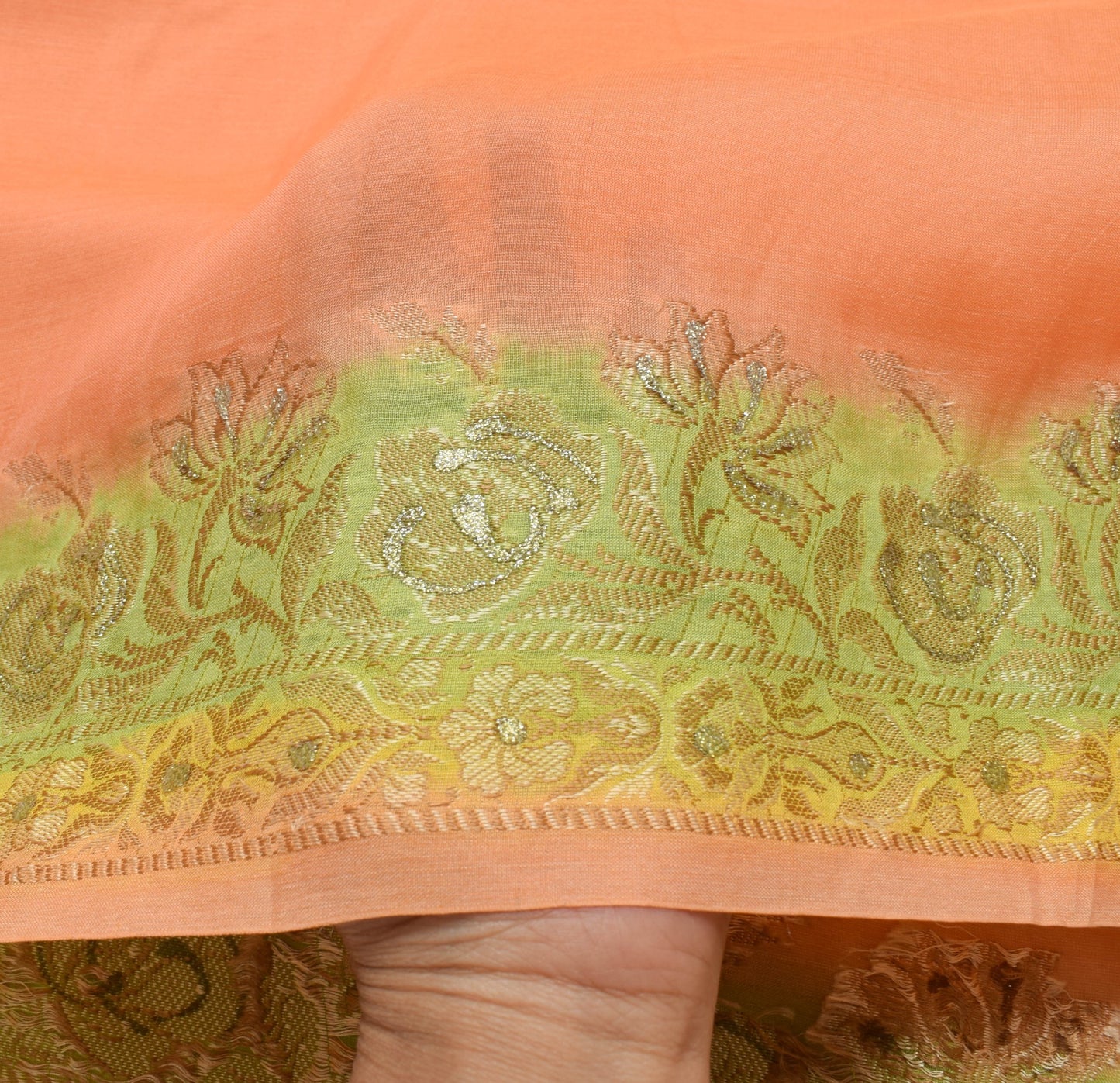 Sushila Vintage Dark Peach Saree 100% Pure Silk Woven Soft Indian Sari Fabric