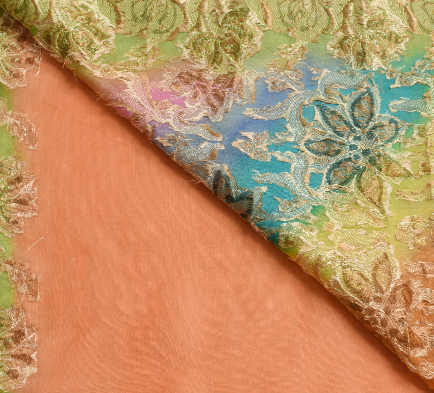 Sushila Vintage Dark Peach Saree 100% Pure Silk Woven Soft Indian Sari Fabric