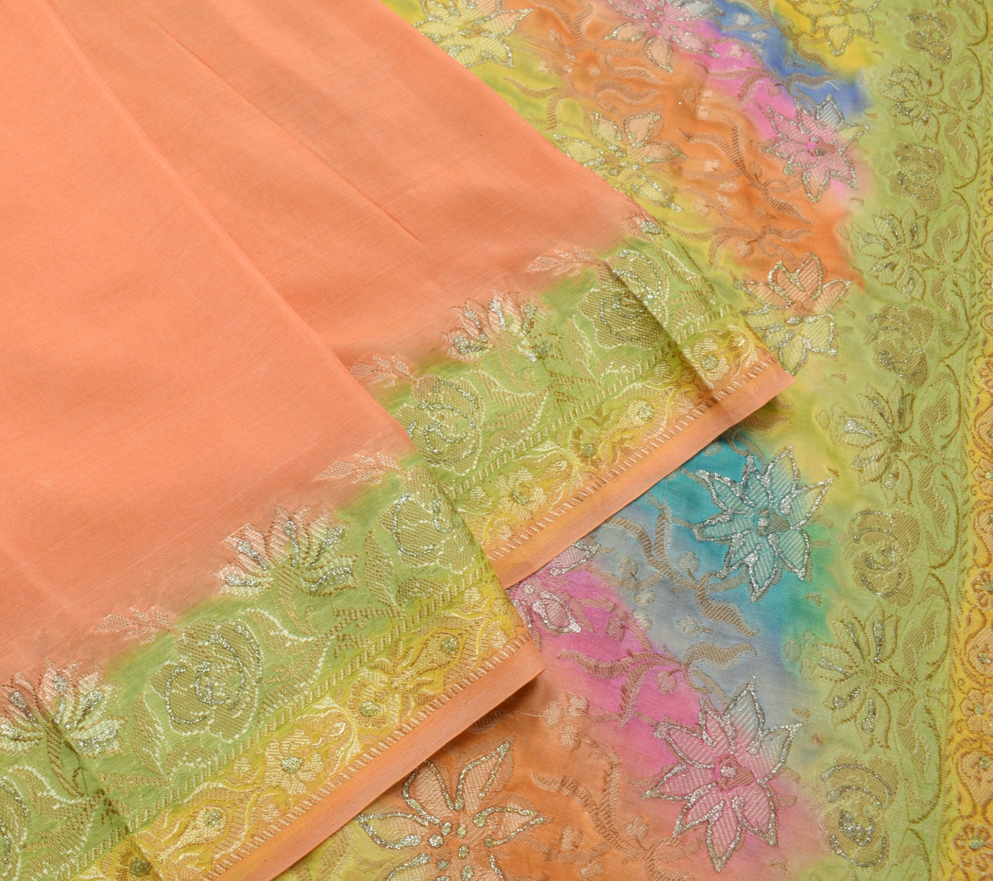 Sushila Vintage Dark Peach Saree 100% Pure Silk Woven Soft Indian Sari Fabric