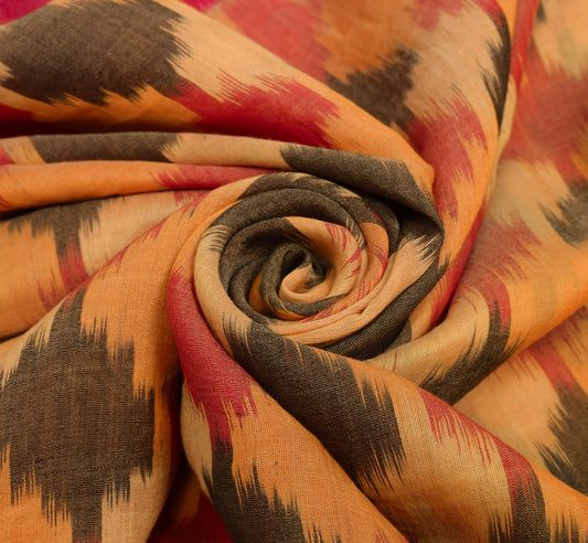 Sushila Vintage Multicolor Saree Hand Woven Ikat Patola Cotton Sari Craft Fabric