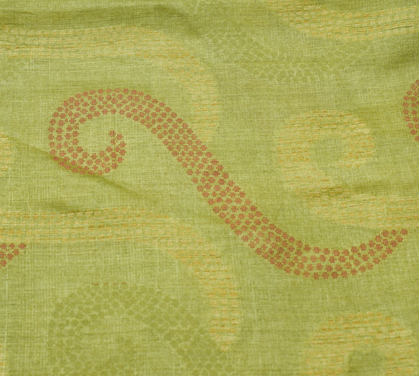Sushila Vintage Henna Green Saree 100% Pure Tussar Silk Woven Sari Craft Fabric