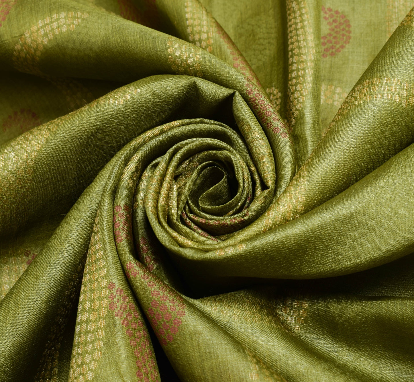 Sushila Vintage Henna Green Saree 100% Pure Tussar Silk Woven Sari Craft Fabric