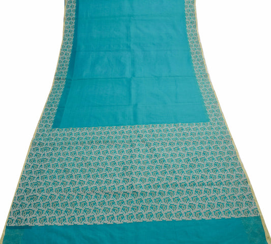 Sushila Vintage Aqua Blue Handwoven Silk Saree For Festive Wear Craft Fabric