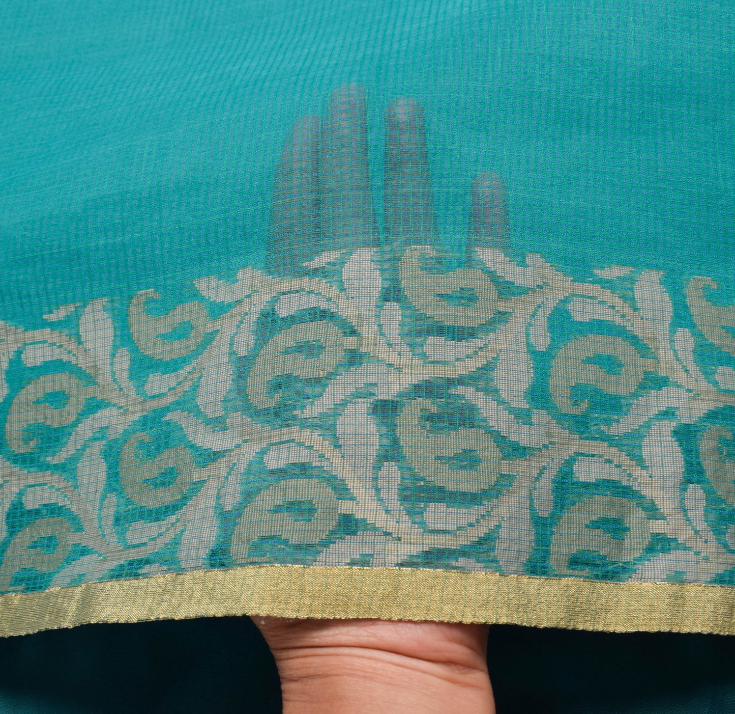 Sushila Vintage Aqua Blue Handwoven Silk Saree For Festive Wear Craft Fabric