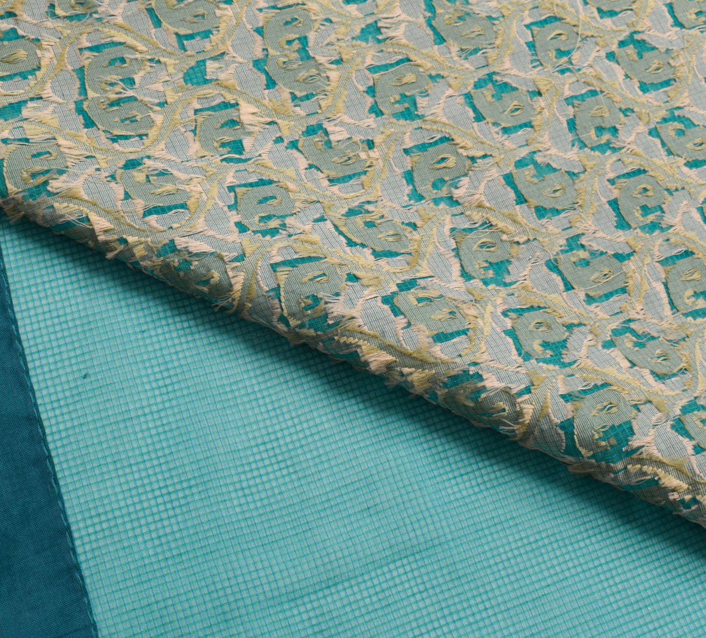 Sushila Vintage Aqua Blue Handwoven Silk Saree For Festive Wear Craft Fabric