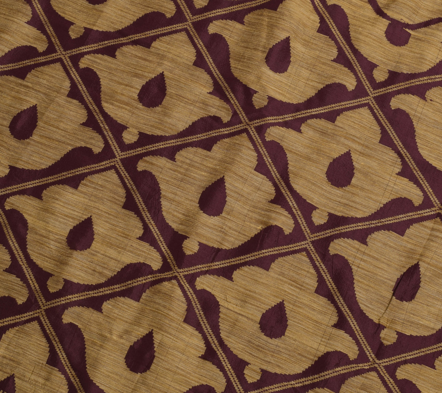 Sushila Vintage Dark maroon Wedding Saree 100% Pure Silk Woven Sari Craft Fabric