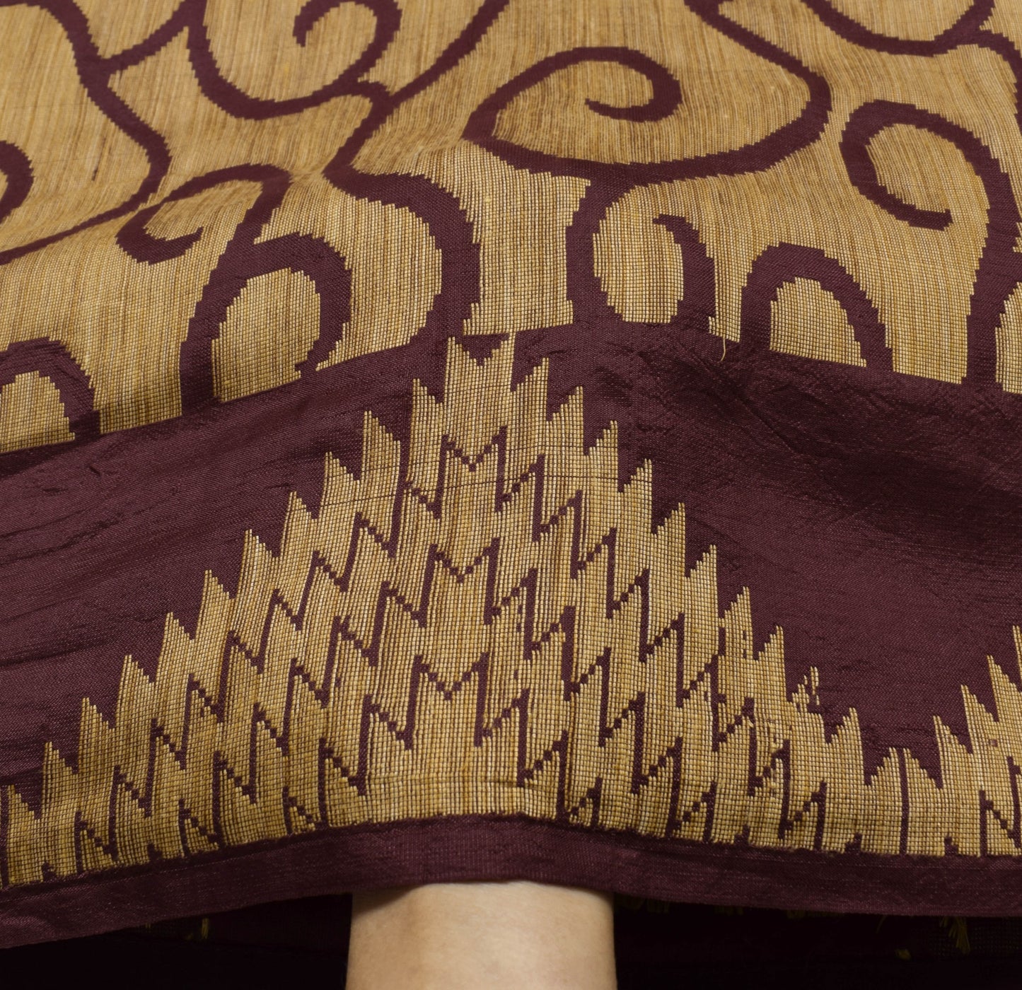 Sushila Vintage Dark maroon Wedding Saree 100% Pure Silk Woven Sari Craft Fabric