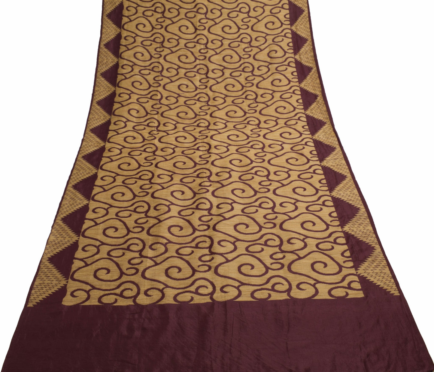 Sushila Vintage Dark maroon Wedding Saree 100% Pure Silk Woven Sari Craft Fabric