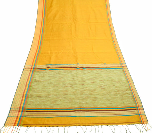 Sushila Vintage Yellow Silk Saree Woven with Multi-Color Broder Sari Fabric