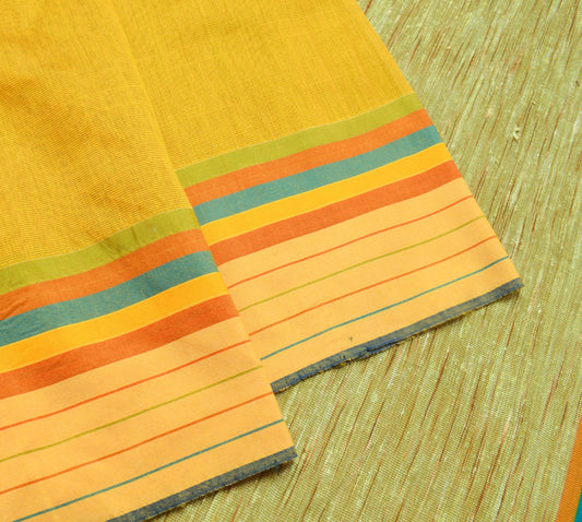 Sushila Vintage Yellow Silk Saree Woven with Multi-Color Broder Sari Fabric