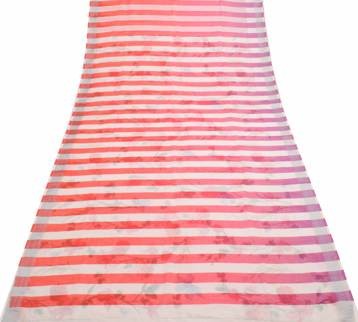 Sushila Vintage White Digital Printed Saree Floral Cotton Party Wear Sari Fabric