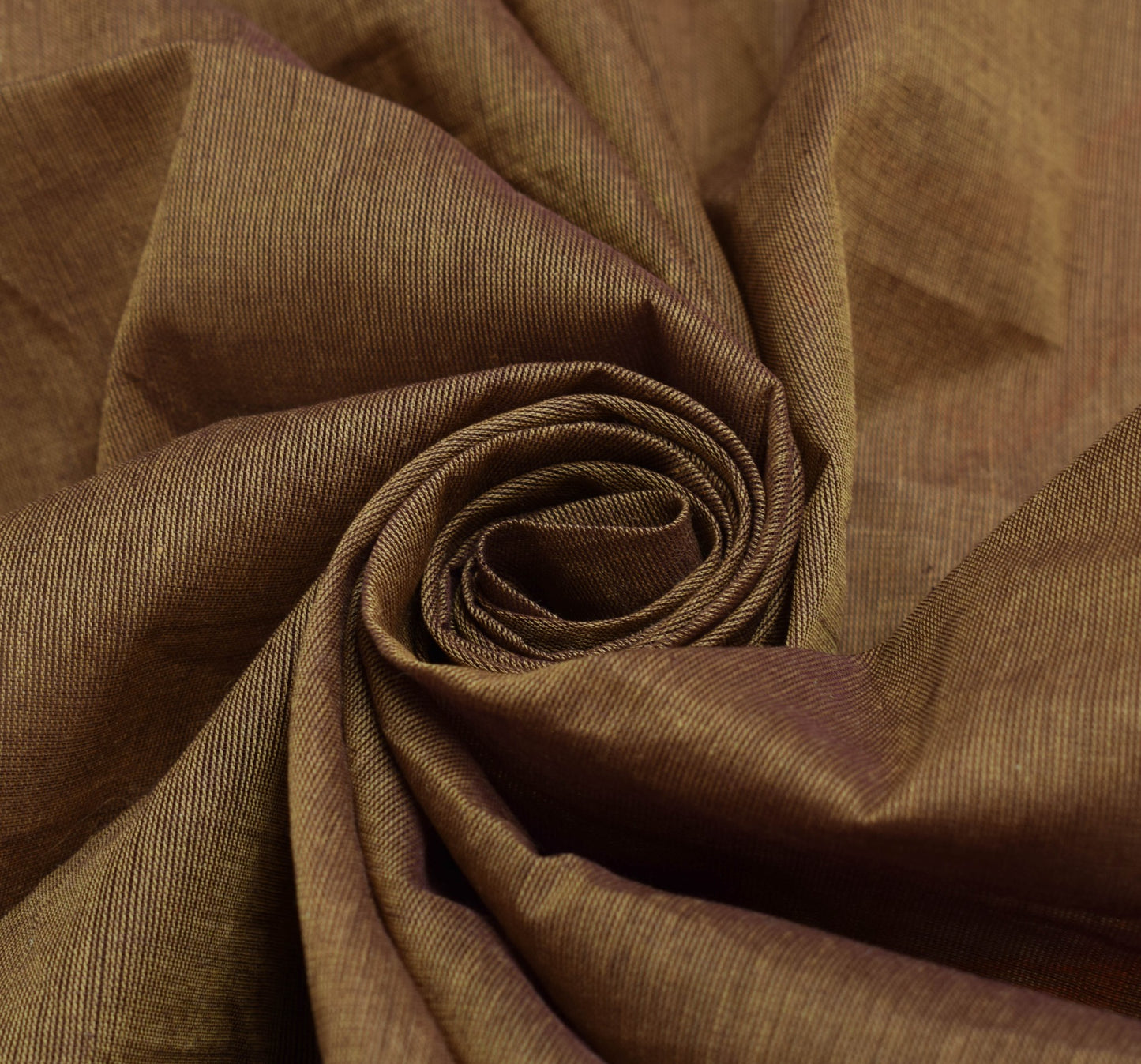 Sushila Vintage Brown 100% Pure Cotton Saree Zig-Zag Woven Sari Craft 5YD Fabric