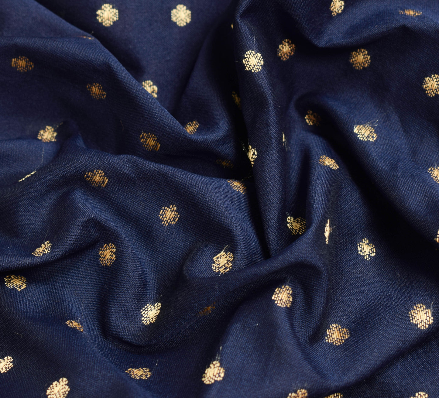 Sushila Vintage Blue Silk Saree Woven Floral Sari with Unstitched Blouse Fabric
