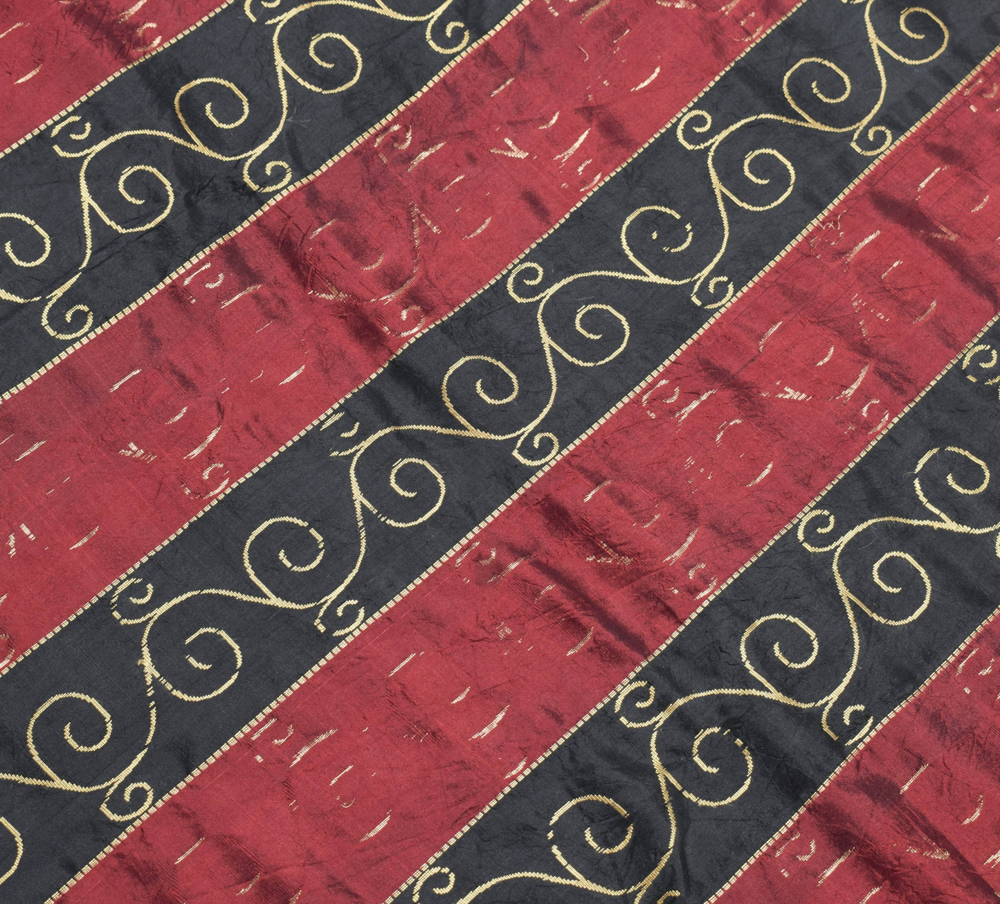 Sushila Vintage Black Maroon Wedding Saree 100% Pure Silk Woven Soft Sari Fabric