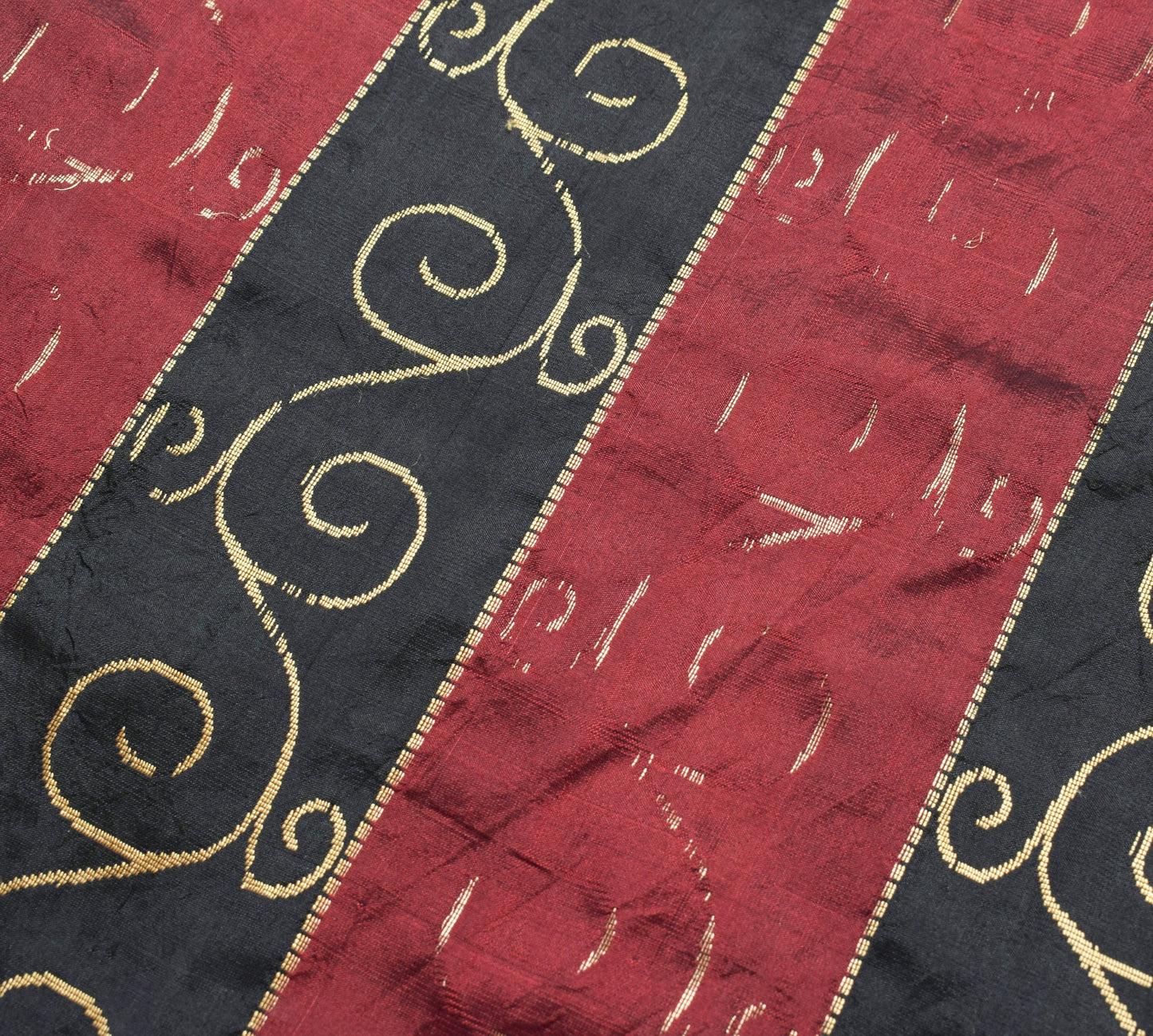 Sushila Vintage Black Maroon Wedding Saree 100% Pure Silk Woven Soft Sari Fabric
