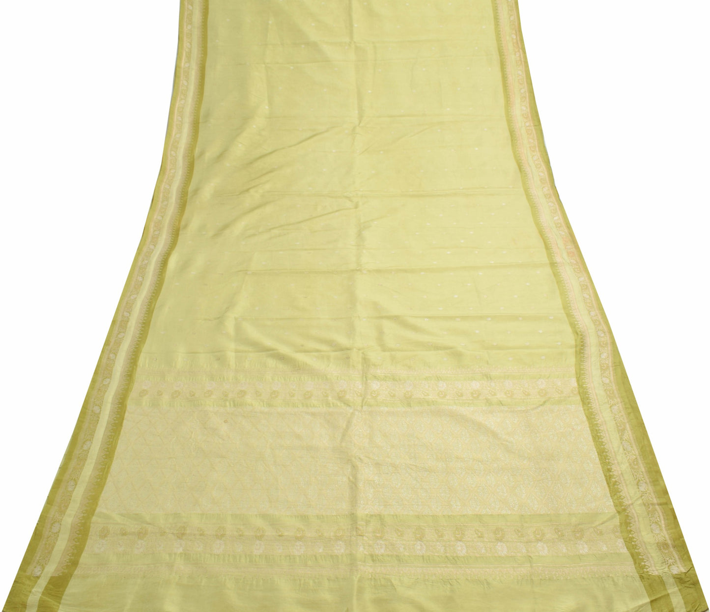 Sushila Vintage Green 100% Pure Silk Saree Floral Woven Traditional Sari Fabric