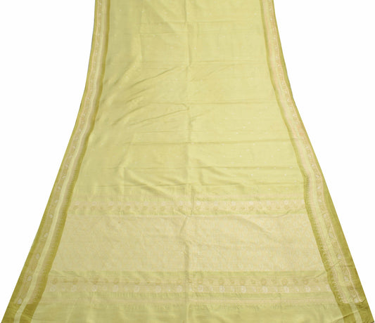 Sushila Vintage Green 100% Pure Silk Saree Floral Woven Traditional Sari Fabric