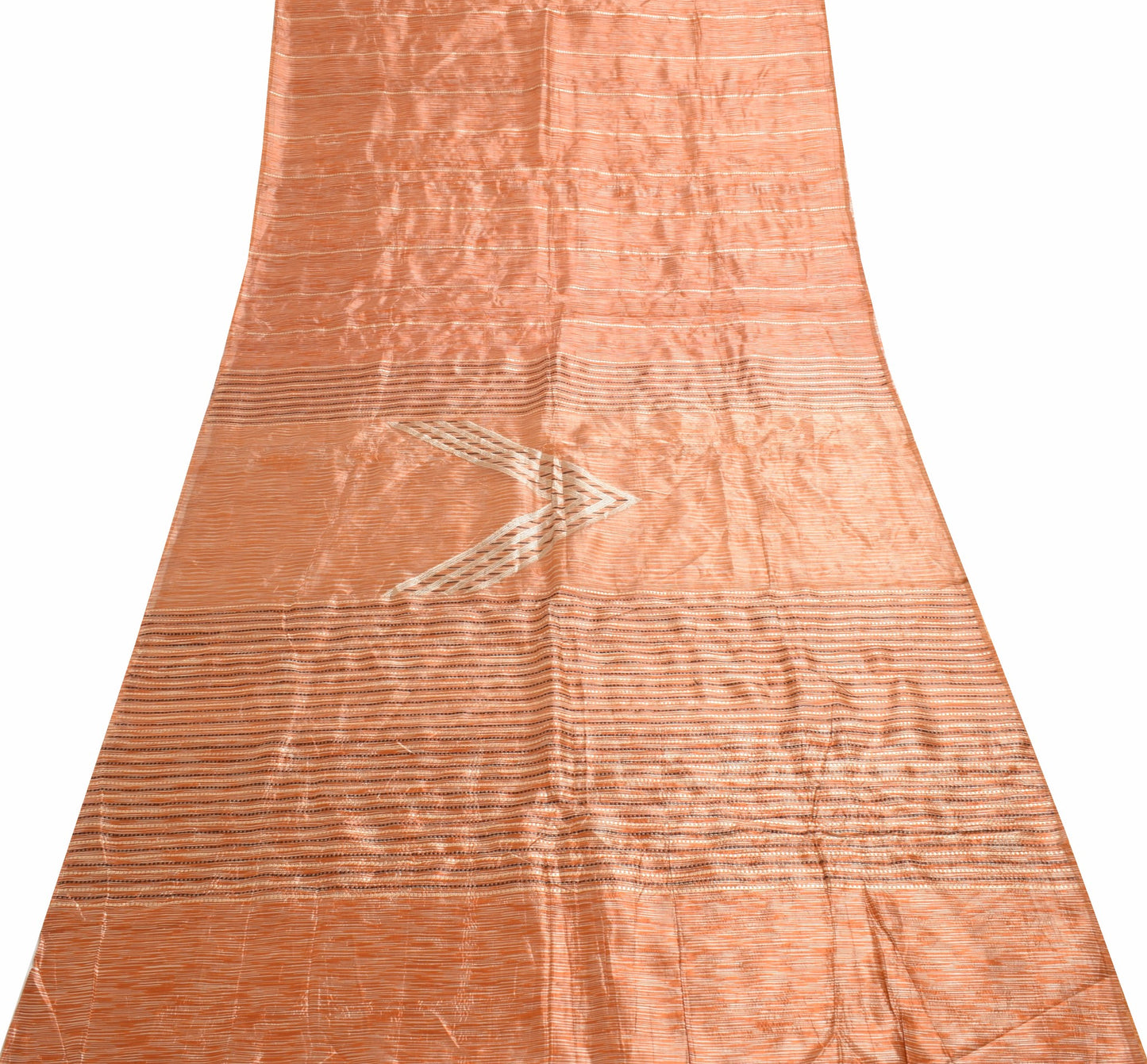 Sushila Vintage Indian Saree 100% Pure Silk Woven Rust Craft Fabric Ethnic Sari