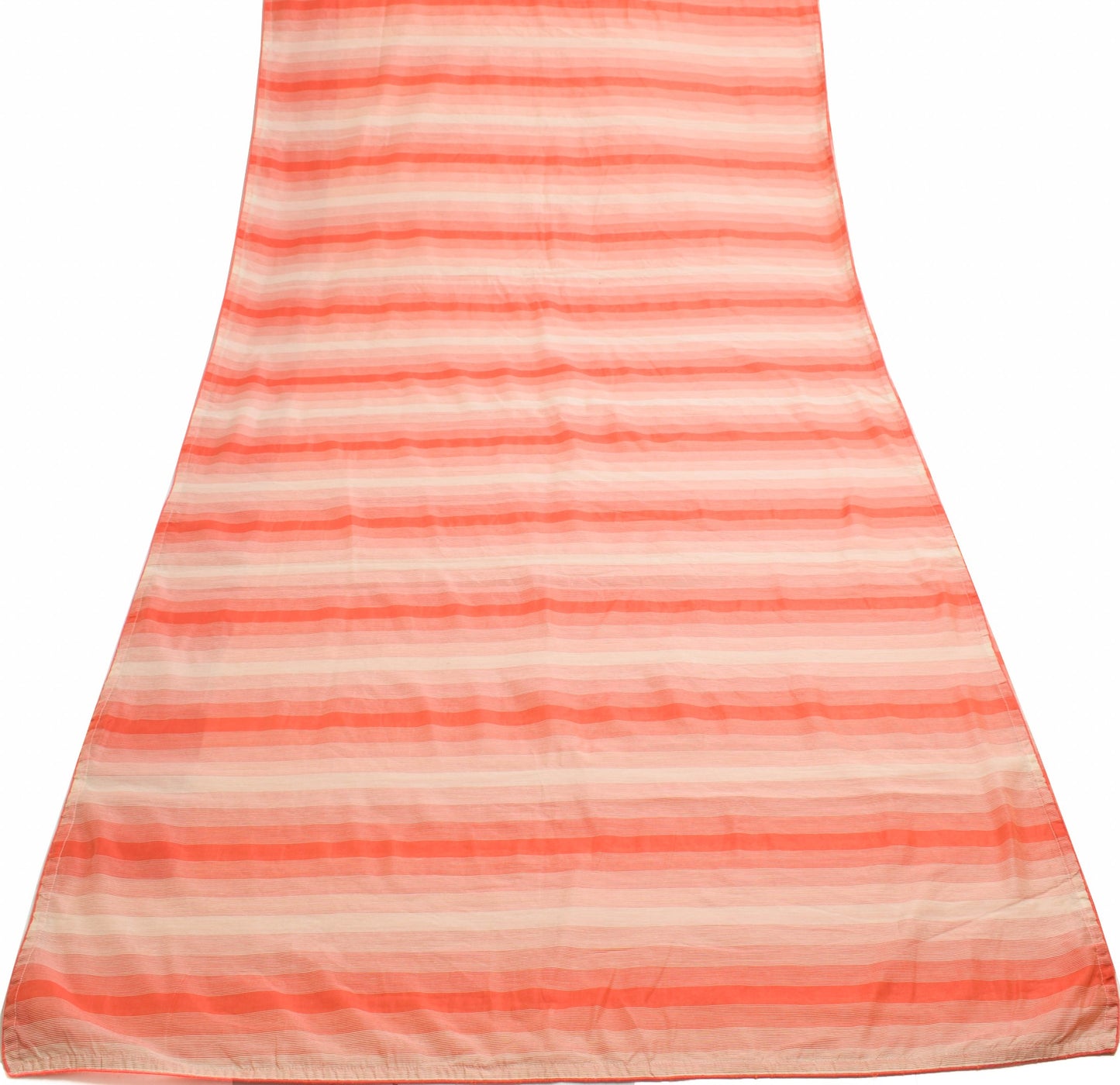Sushila Vintage Cream Orange Tone Silk Saree Stripes Woven Sari For Women Fabric