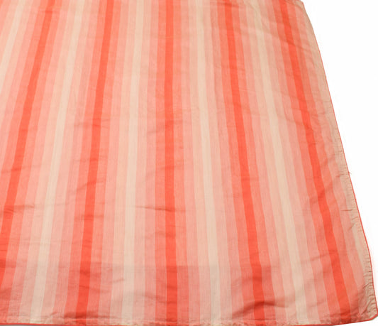 Sushila Vintage Cream Orange Tone Silk Saree Stripes Woven Sari For Women Fabric