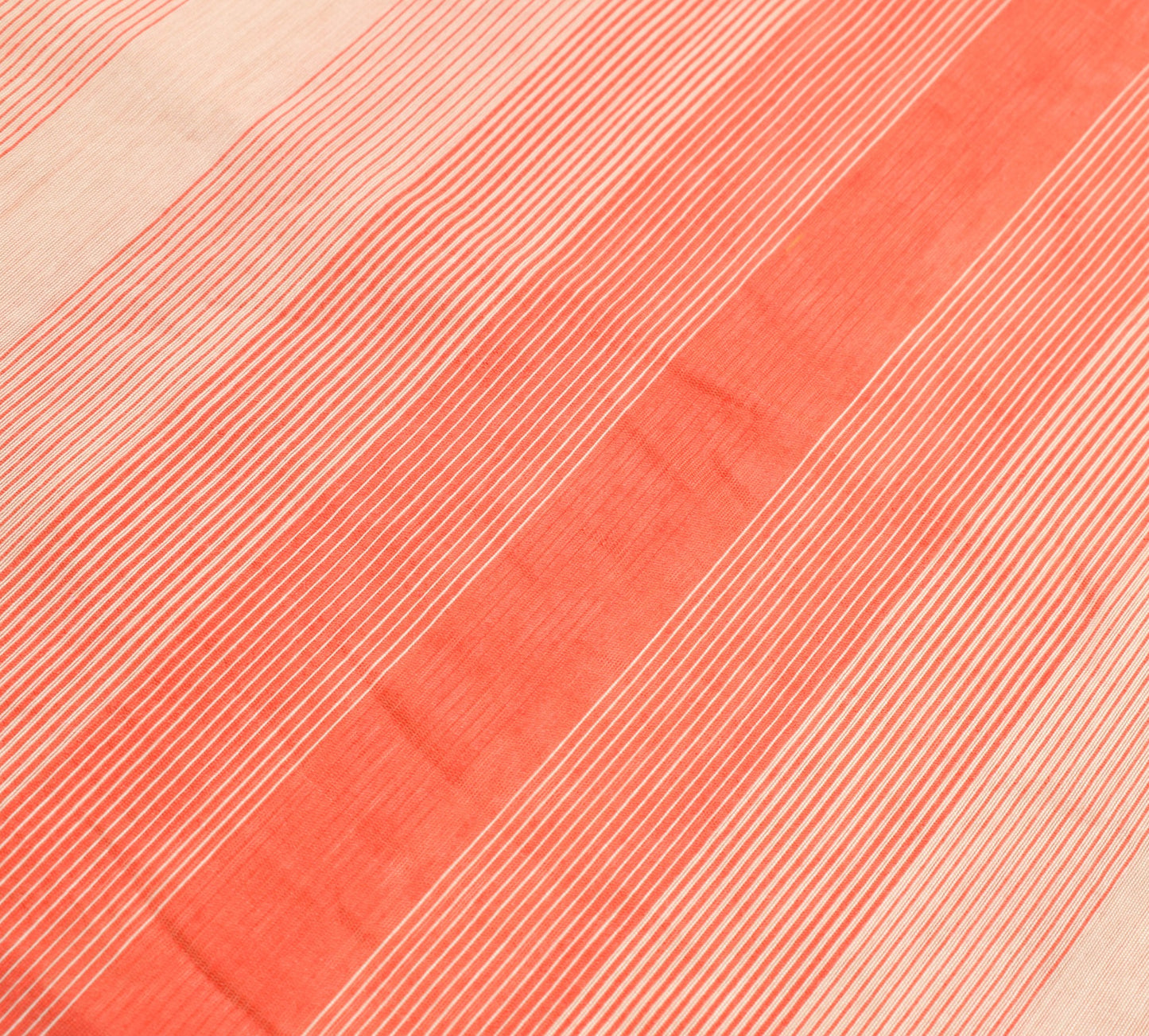 Sushila Vintage Cream Orange Tone Silk Saree Stripes Woven Sari For Women Fabric