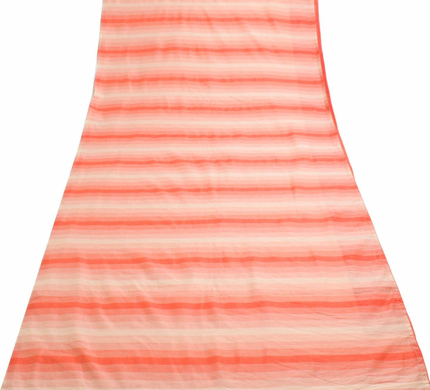 Sushila Vintage Cream Orange Tone Silk Saree Stripes Woven Sari For Women Fabric