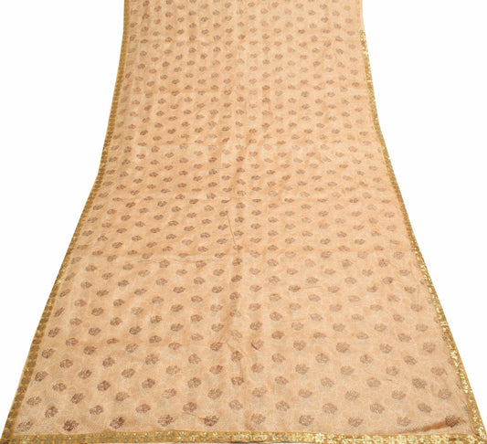 Sushila Vintage Brown Floral Saree 100% Pure Tussar Silk Printed Sari Fabric