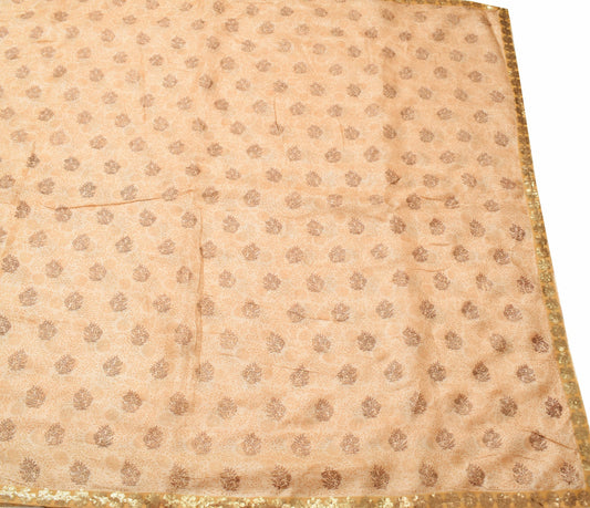 Sushila Vintage Brown Floral Saree 100% Pure Tussar Silk Printed Sari Fabric