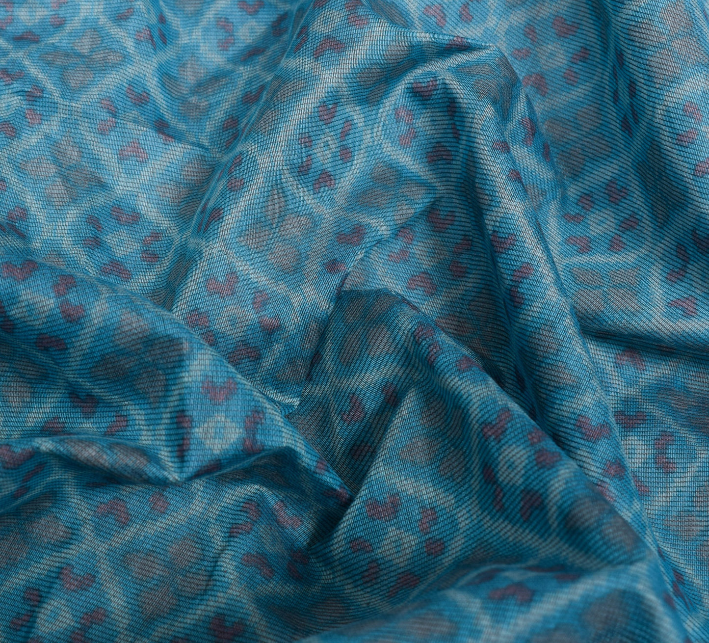 Sushila Vintage Blue 100% Pure Cotton Saree Floral Printed Sari Craft Fabric