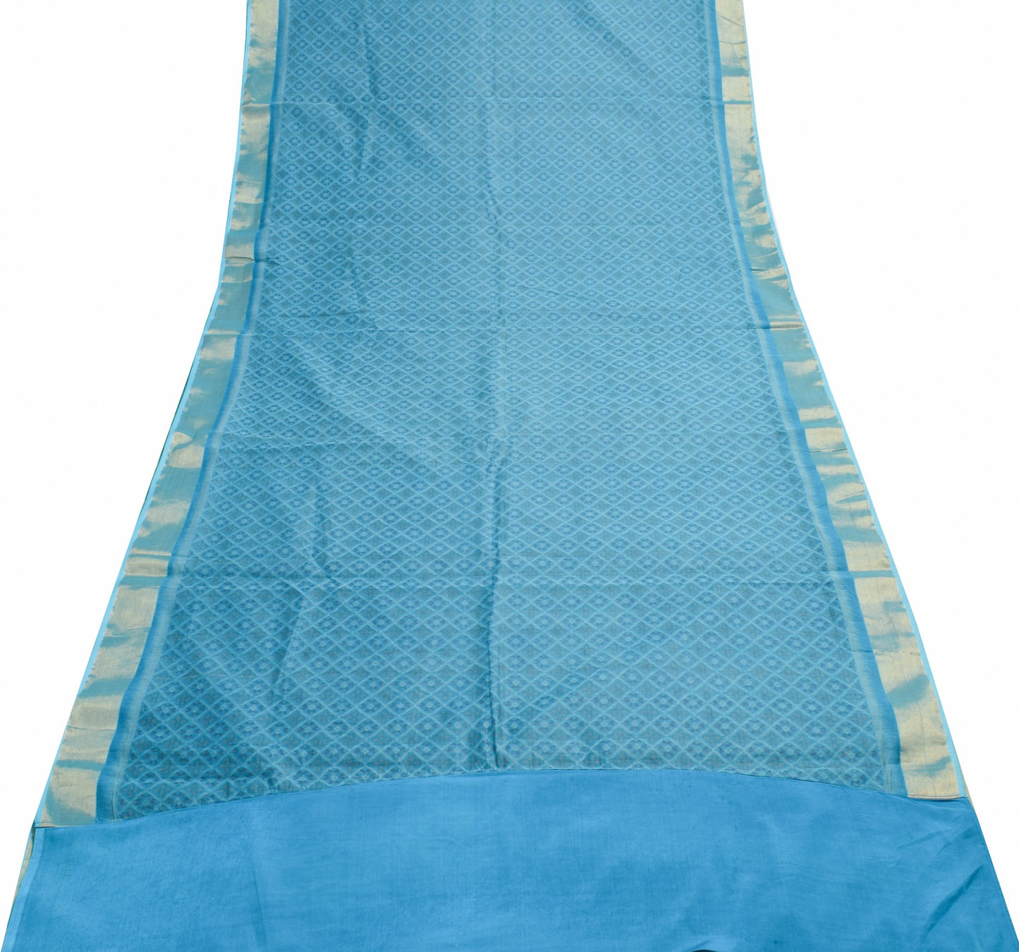 Sushila Vintage Blue 100% Pure Cotton Saree Floral Printed Sari Craft Fabric