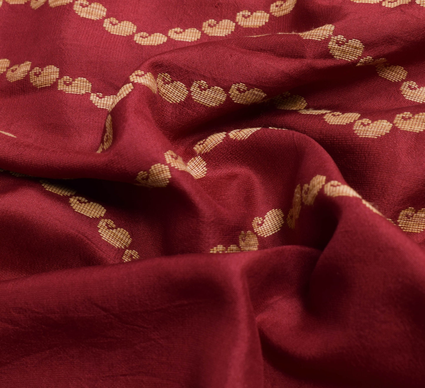Sushila Vintage 100% Pure Silk Maroon Saree Floral Woven Brocade Sari Fabric