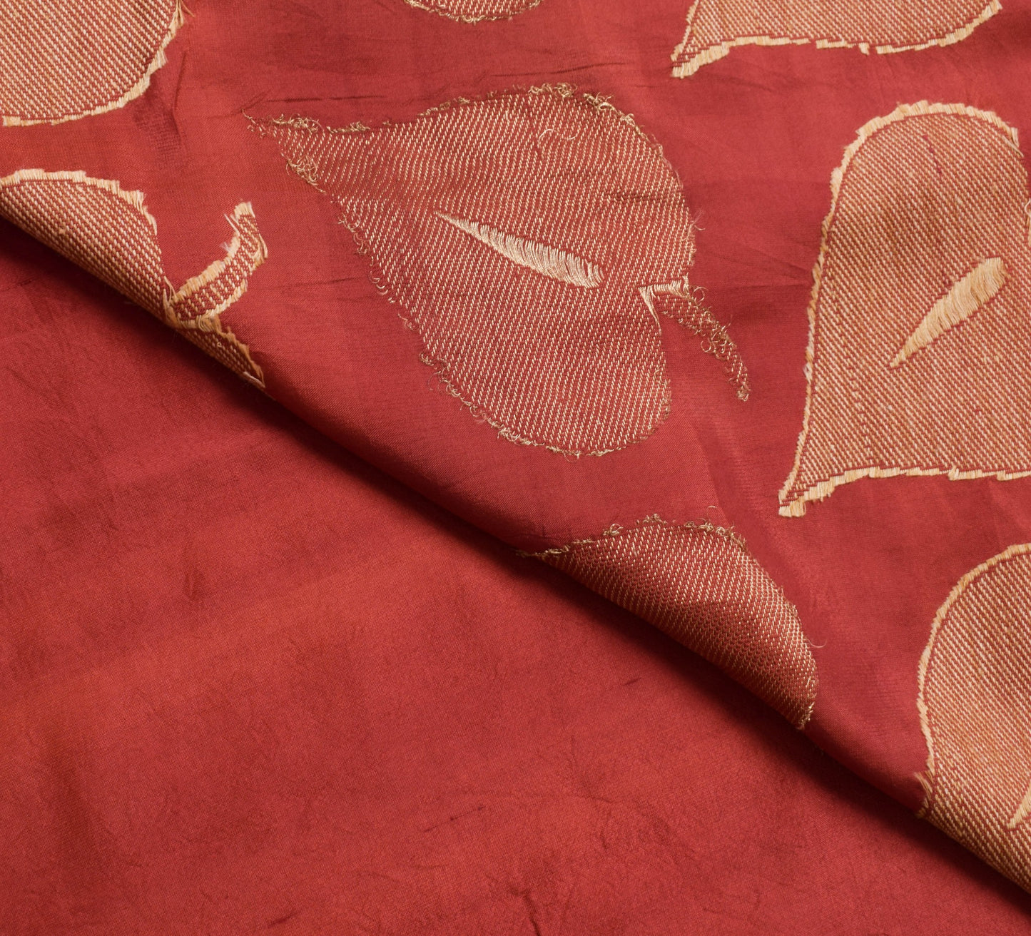 Sushila Vintage 100% Pure Silk Maroon Saree Floral Woven Brocade Sari Fabric