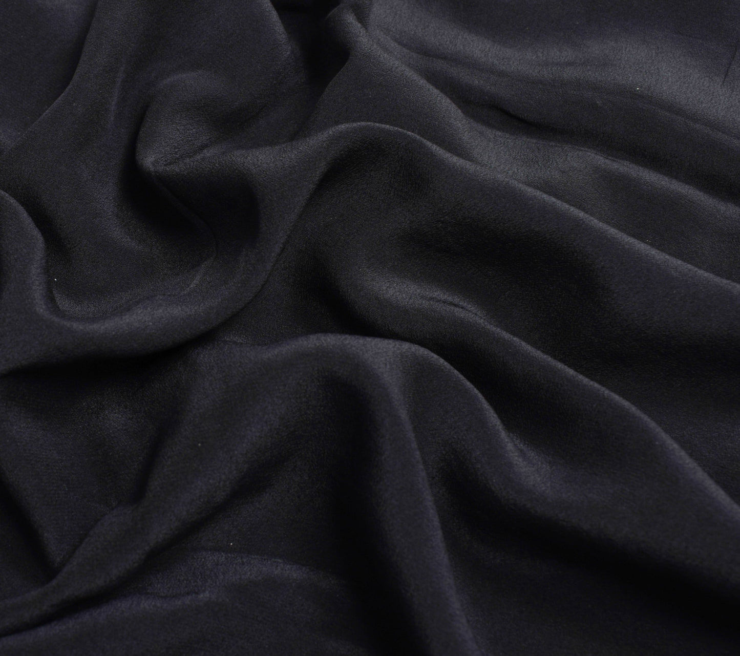 Sushila Vintage Black 100% Pure Crepe Silk Saree Embroidered Floral Sari Fabric