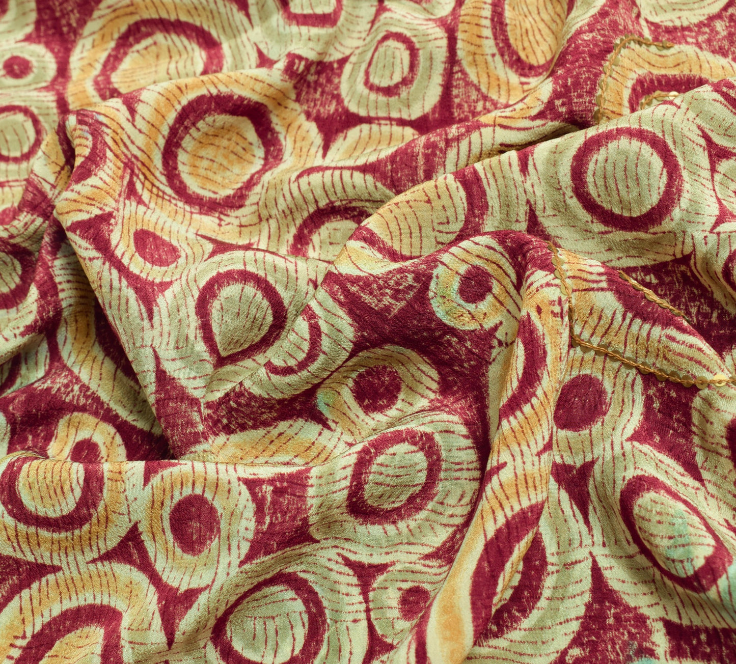 Sushila Vintage Pink Printed Saree 100% Pure Crepe Silk Soft Women Sari Fabric