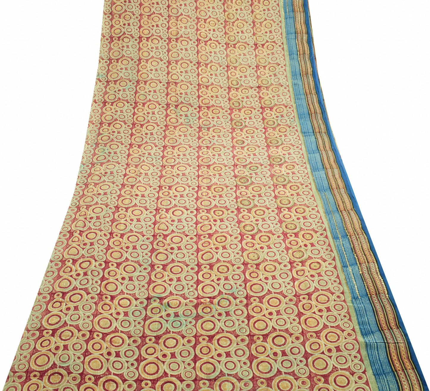 Sushila Vintage Pink Printed Saree 100% Pure Crepe Silk Soft Women Sari Fabric