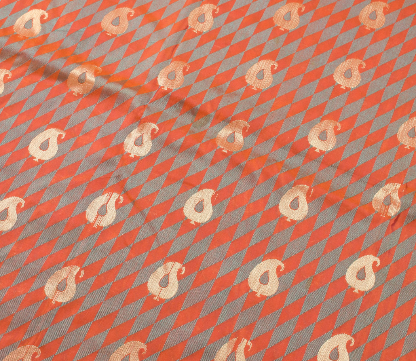 Sushila Vintage Rust Dual Tone Traditional Saree 100%Pure Silk Woven Sari Fabric