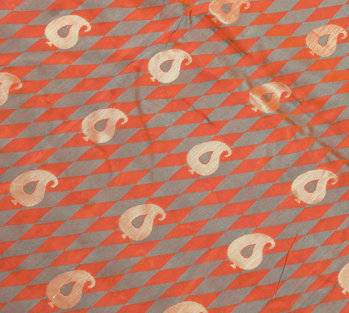 Sushila Vintage Rust Dual Tone Traditional Saree 100%Pure Silk Woven Sari Fabric