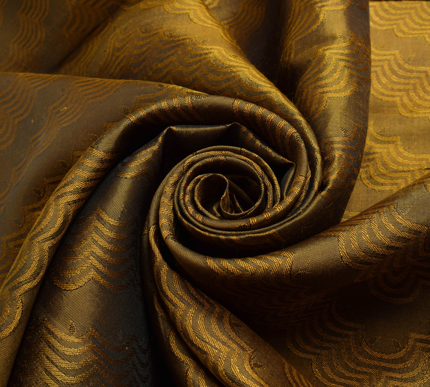 Sushila Vintage Mustard Green Saree 100% Pure Silk Woven Dual Tone Sari Fabric