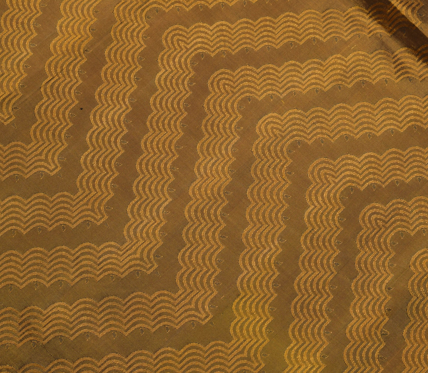 Sushila Vintage Mustard Green Saree 100% Pure Silk Woven Dual Tone Sari Fabric
