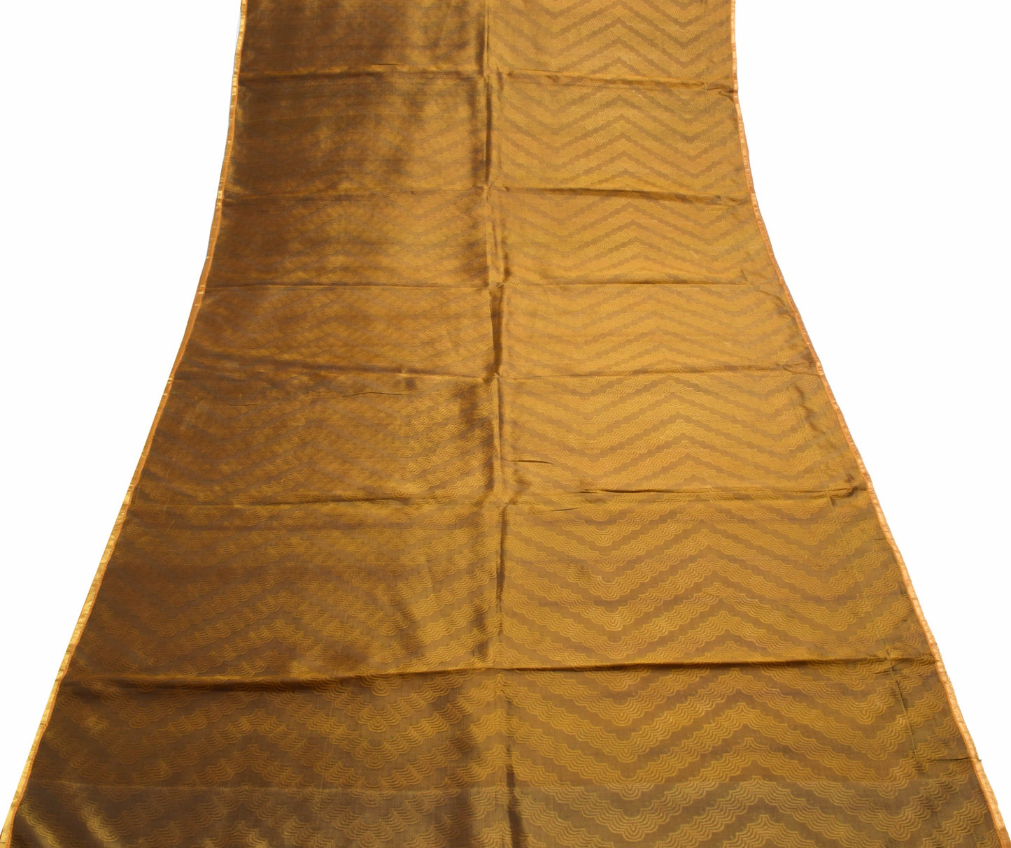 Sushila Vintage Mustard Green Saree 100% Pure Silk Woven Dual Tone Sari Fabric