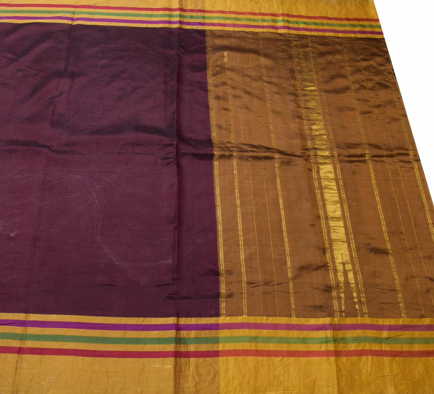 Sushila Vintage Dark Maroon Dual Tone Saree 100%Pure Silk Woven Soft Sari Fabric
