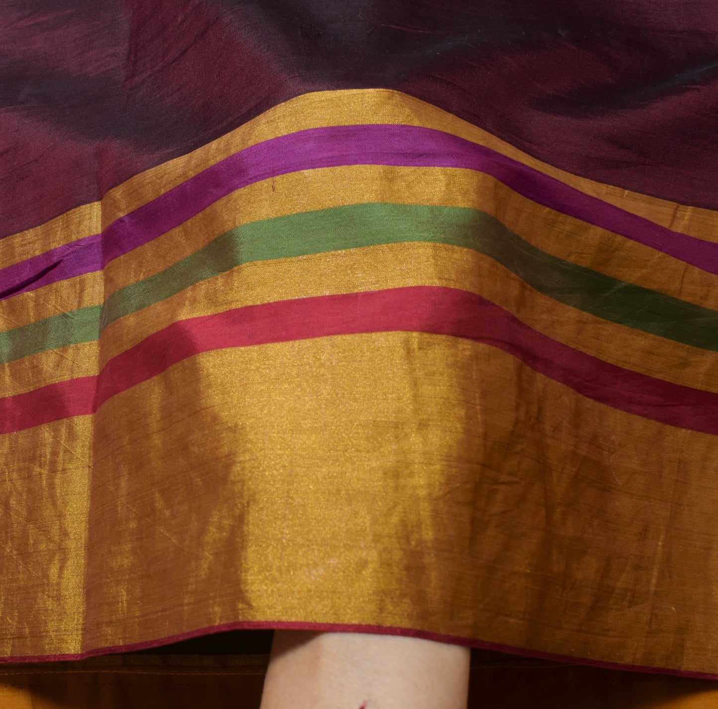 Sushila Vintage Dark Maroon Dual Tone Saree 100%Pure Silk Woven Soft Sari Fabric
