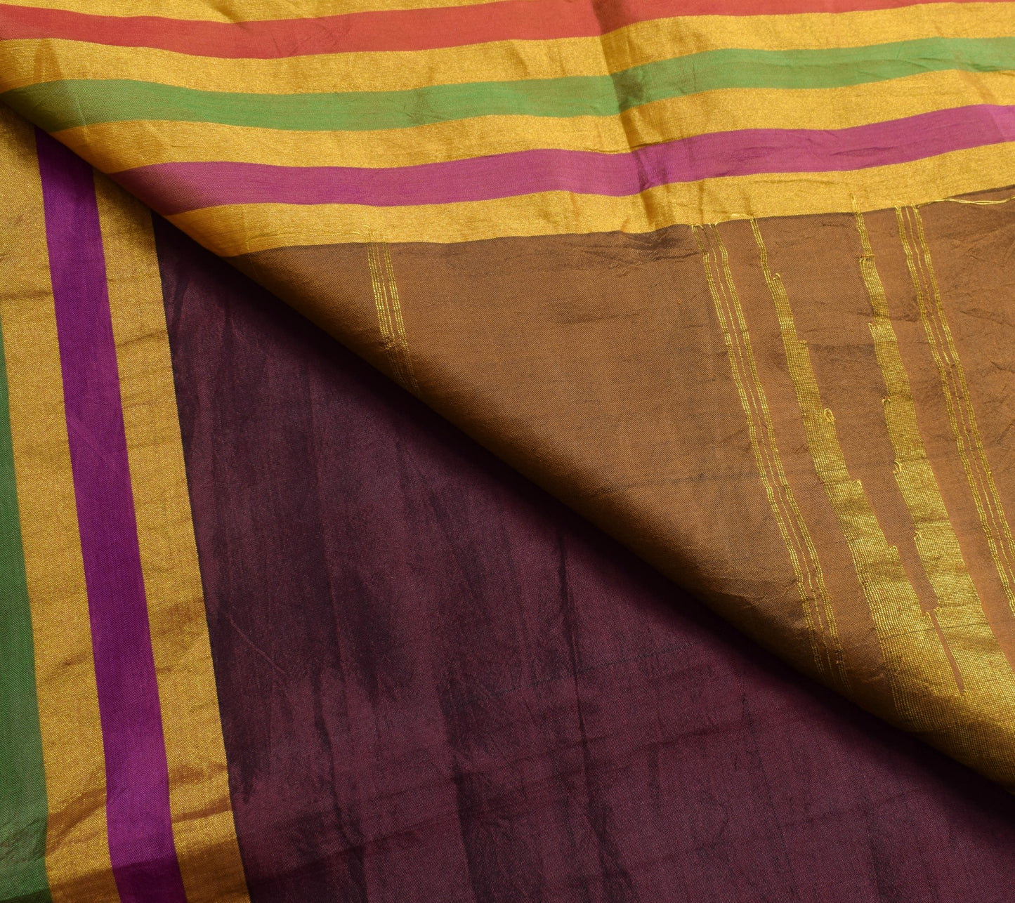 Sushila Vintage Dark Maroon Dual Tone Saree 100%Pure Silk Woven Soft Sari Fabric
