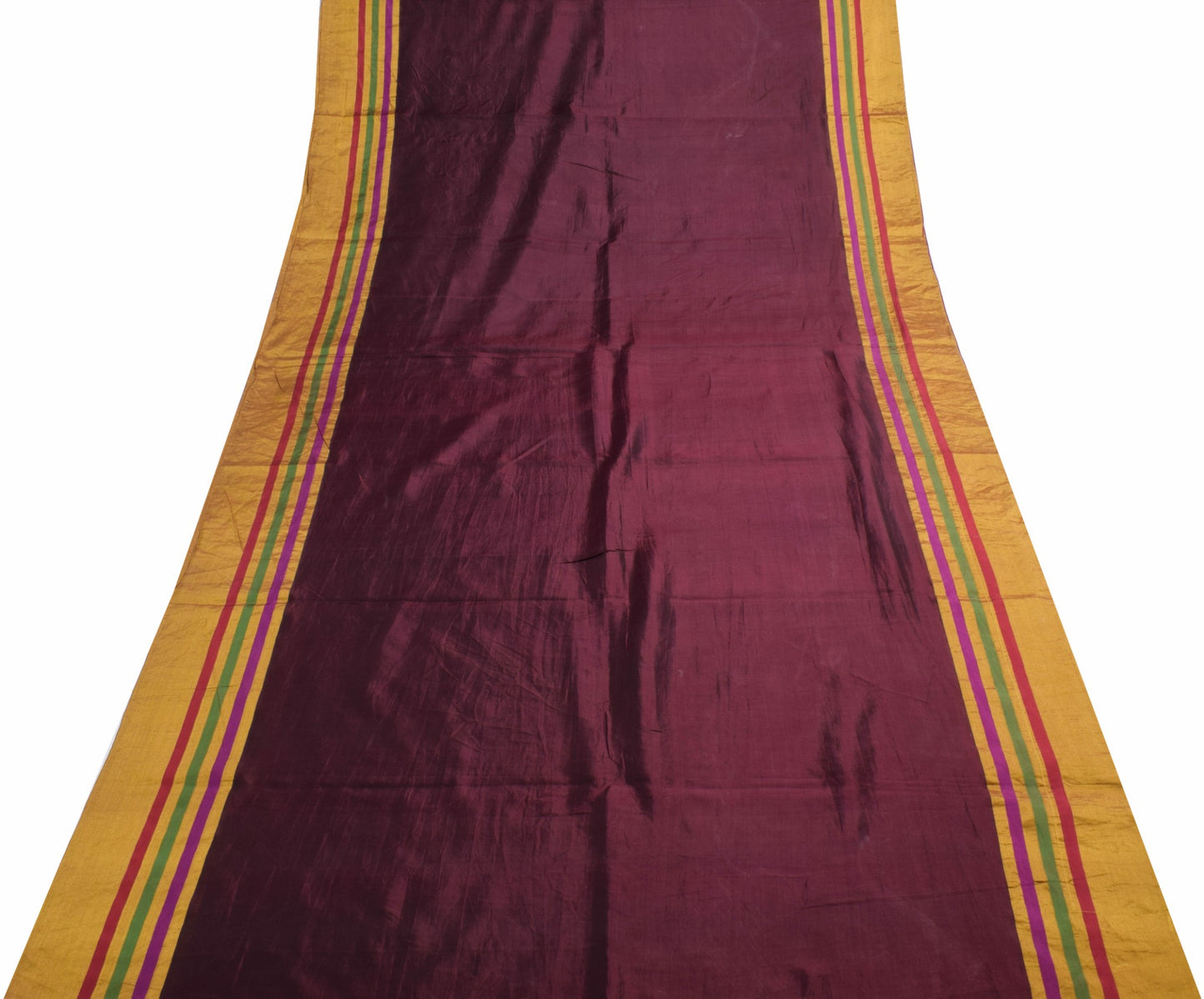 Sushila Vintage Dark Maroon Dual Tone Saree 100%Pure Silk Woven Soft Sari Fabric