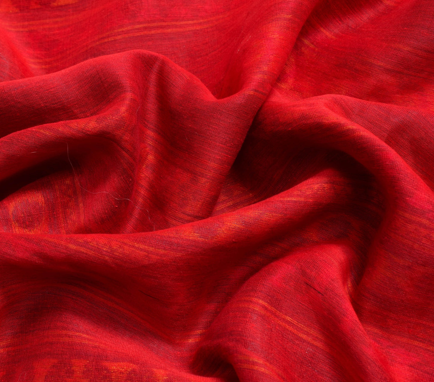 Sushila Vintage Dark Orange Saree 100%Pure Cotton Floral Woven Sari Craft Fabric