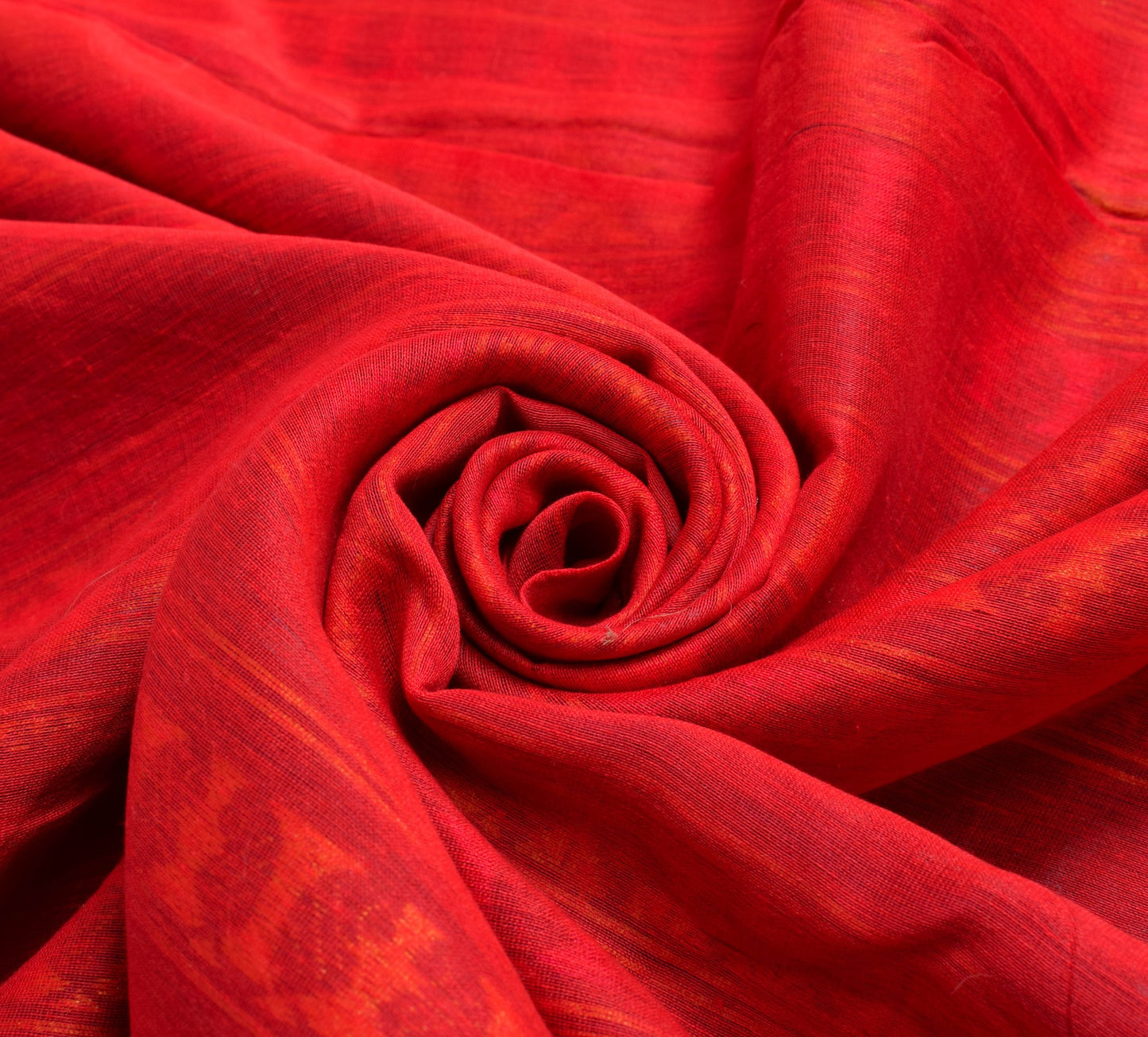 Sushila Vintage Dark Orange Saree 100%Pure Cotton Floral Woven Sari Craft Fabric