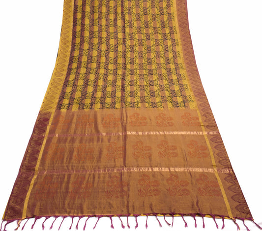 Sushila Vintage MultiColor Dual Tone Woven Saree Pure Cotton Printed Sari Fabric
