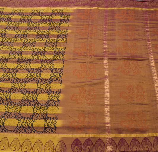 Sushila Vintage MultiColor Dual Tone Woven Saree Pure Cotton Printed Sari Fabric